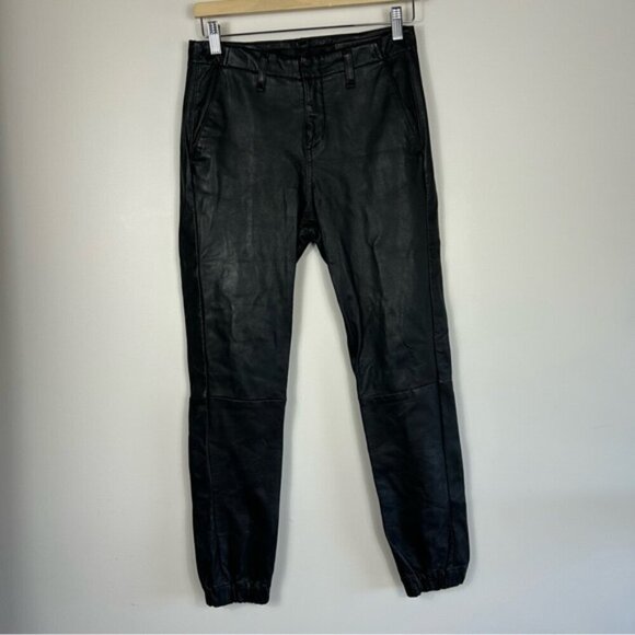 Rag & Bone Pajama Genuine Lamb Leather Black Jogger Pants sz 24 - Picture 2 of 8